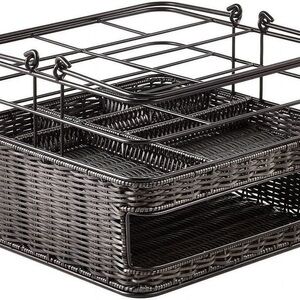 Mesa Black Woven Storage Basket Picnic Caddy Organizer
